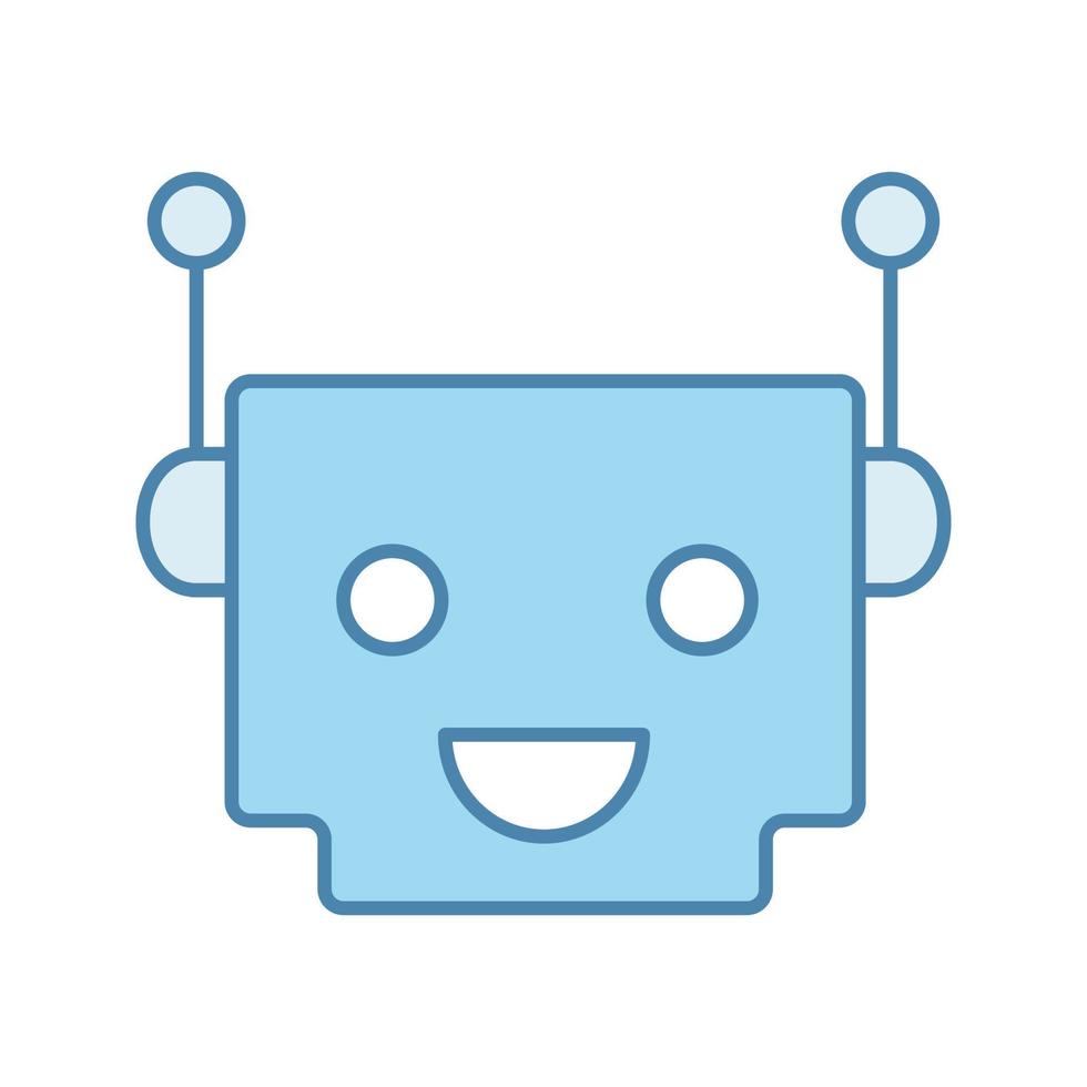 Chatbot color icon. Talkbot. Modern robot. Square head laughing chat bot. Virtual assistant. Conversational agent. Isolated vector illustration