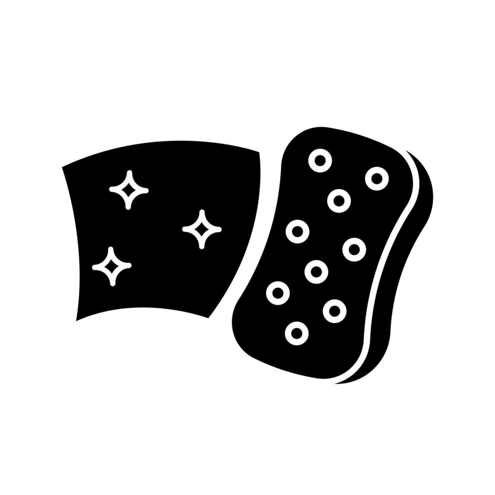 Cleaning sponge glyph icon. Kitchen sponge. Surface wiping, disinfection. Silhouette symbol. Negative space. Vector isolated illustration