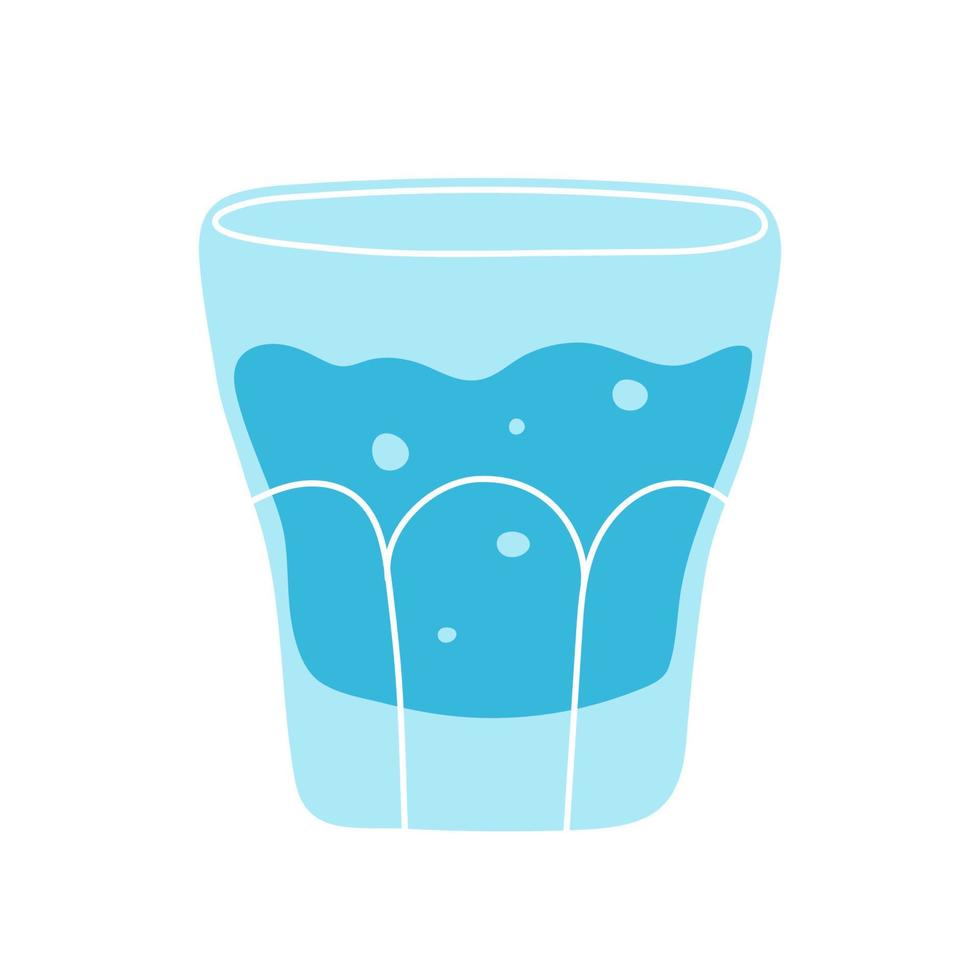 vaso de agua mineral limpia clipart en estilo moderno de línea plana. estilo de vida saludable, motivación de hidratación, concepto de beber más agua. ilustración vectorial dibujada a mano para póster, arte de pared, pancarta. vector