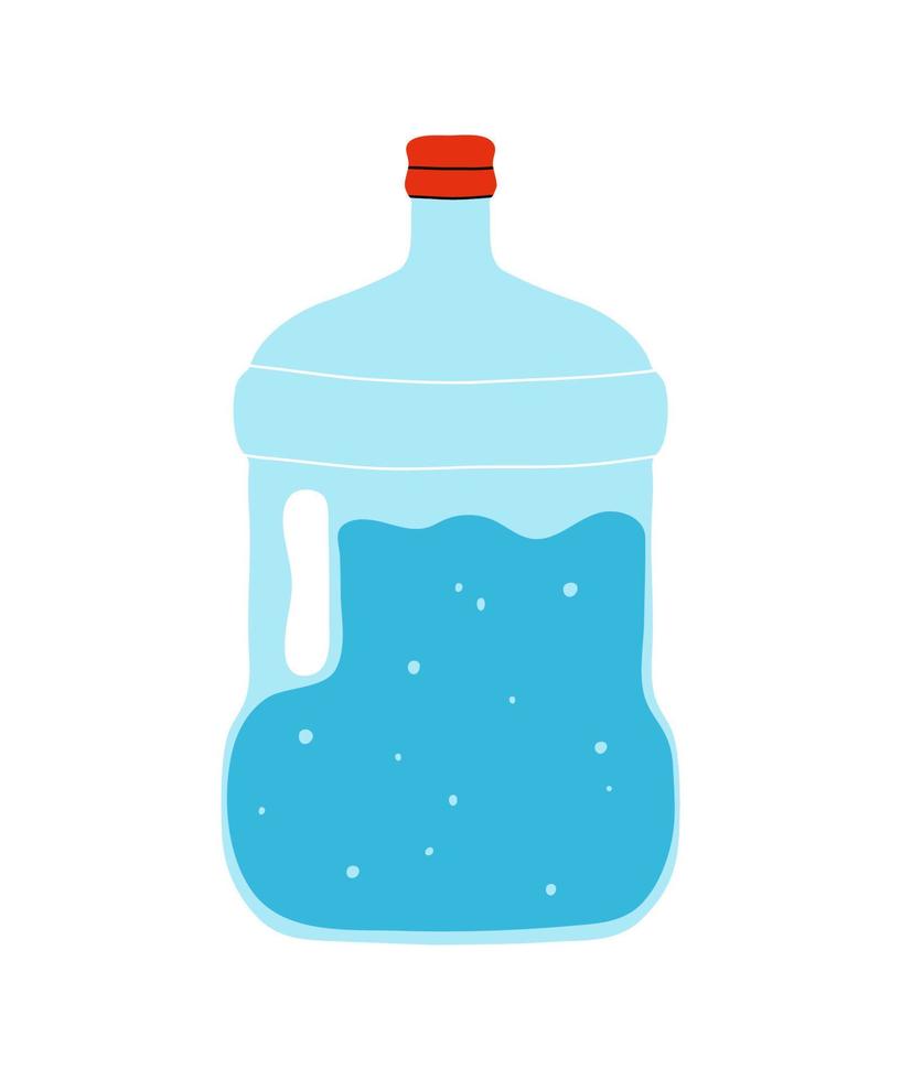 agua en botella de plástico, galón, elemento contenedor clipart en estilo de línea plana. ilustración vectorial dibujada a mano, boceto de dibujos animados para parche, placa, emblema, icono o logotipo. vector