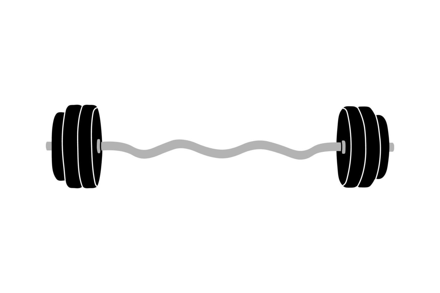 Hand drawn modern flat style vector illustration of a barbell, isolated on the white background. Design sport, gym, fitness, healthy lifestyle element for logo, emblem, sign, poster, card, banner.