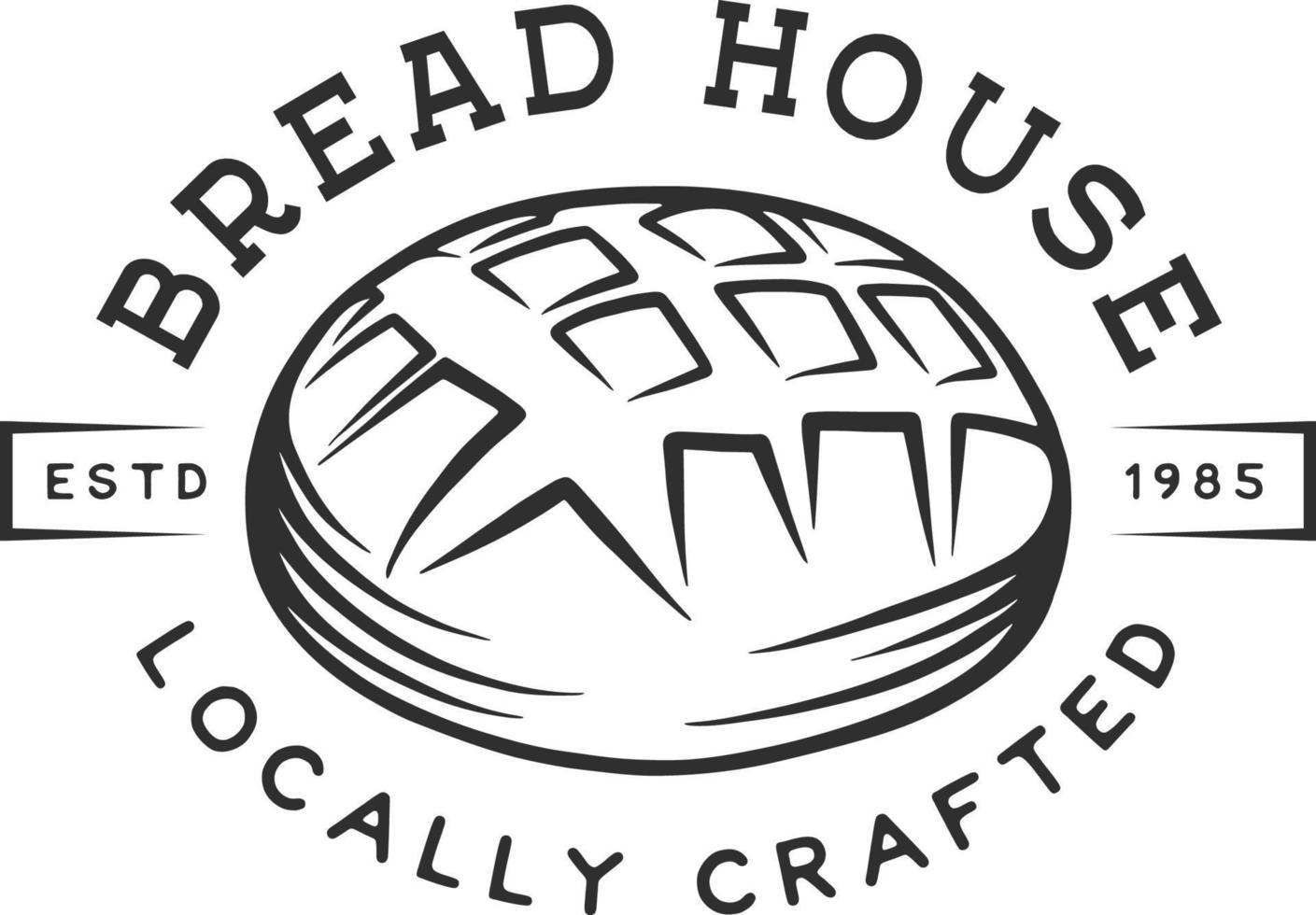 Vintage style bakery shop label, badge, emblem, logo. Monochrome graphic art with engraved design element. Collection of linear graphic on white background. vector