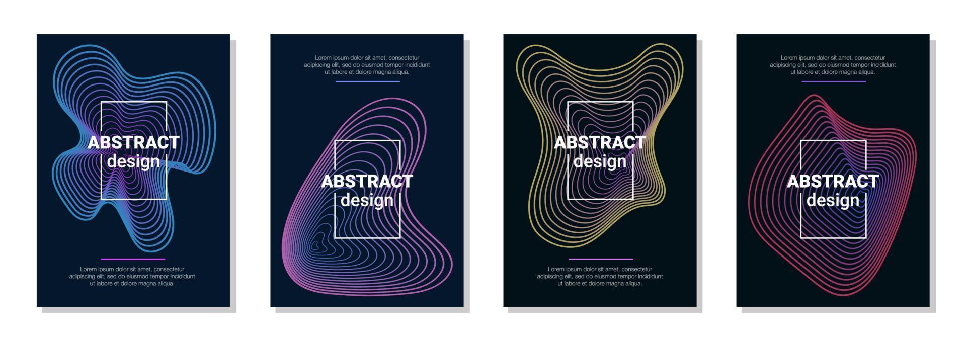 Vector technology abstract brochure, cover, flyer templates with dynamic amorphous vector flowing gradient particle water curve waves and modern organic lines. Retro futurism geometric, cyberpunk.