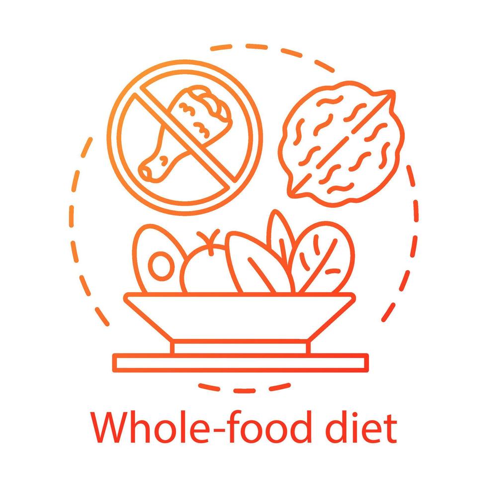 nutrición vegetariana, icono del concepto de dieta de alimentos integrales. ilustración de línea delgada de idea de estilo de vida vegano. comida saludable, abstención de comida rápida. dibujo de contorno aislado de vector de ensalada de pollo, nuez y verduras