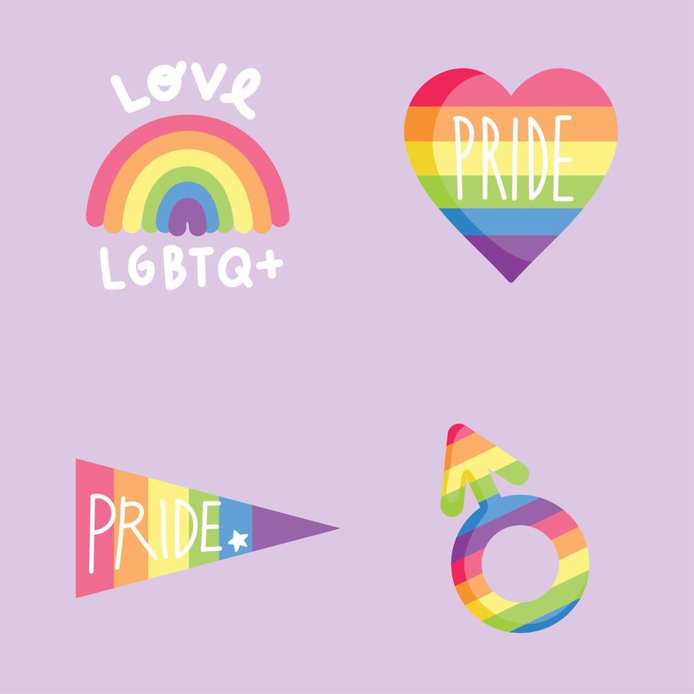 pride LGBTQ icon set vector