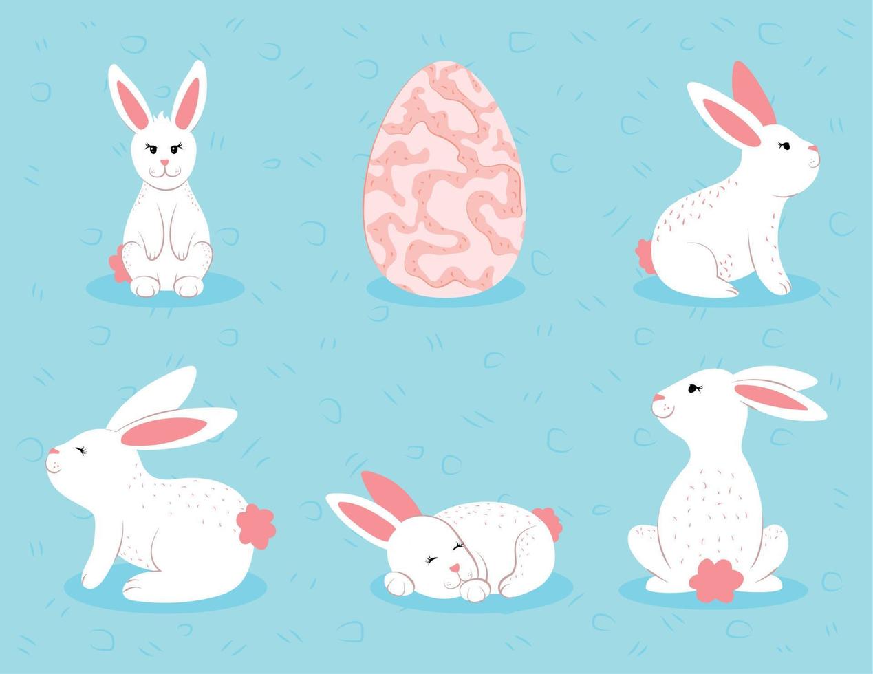 easter rabbits icons vector