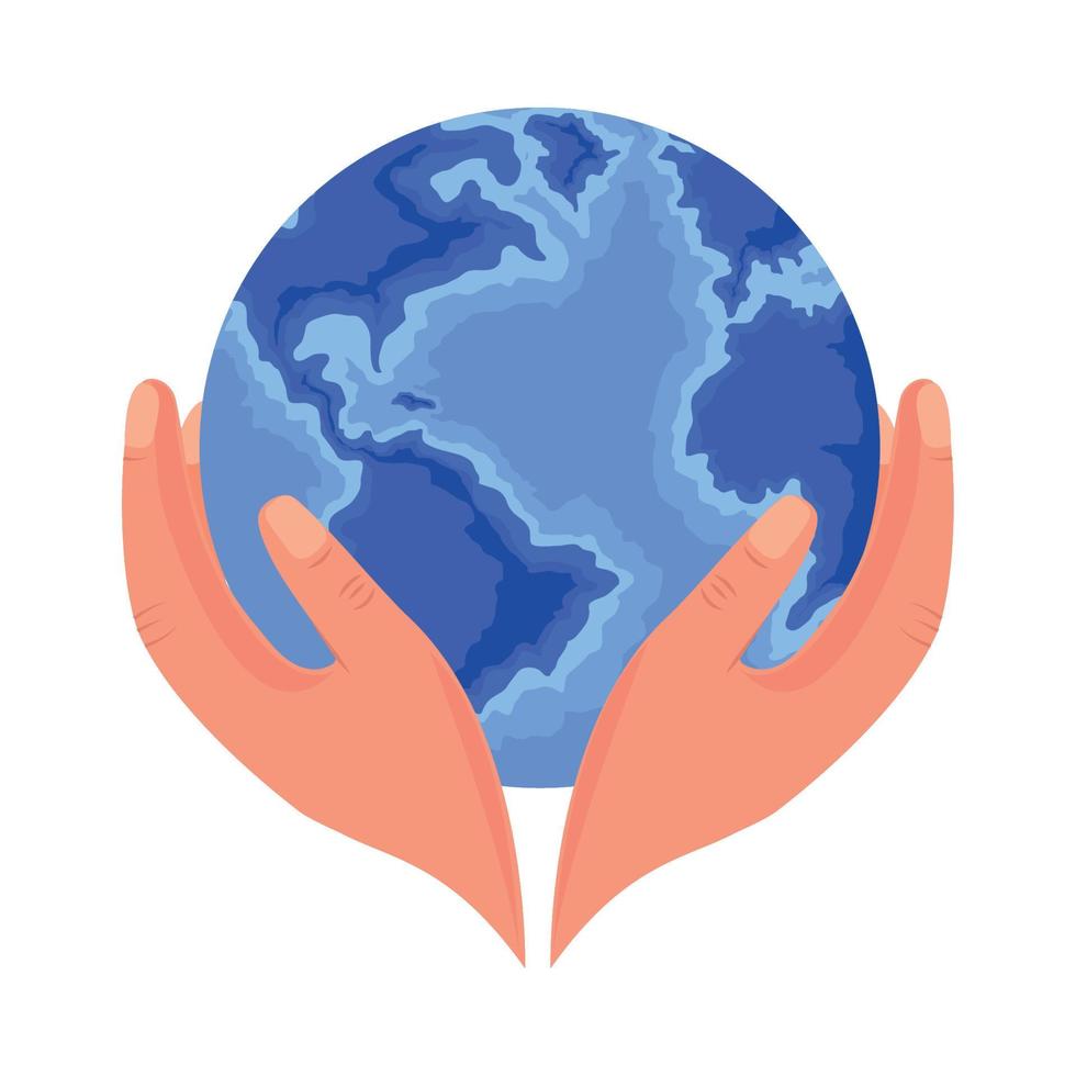 hands holds earth vector