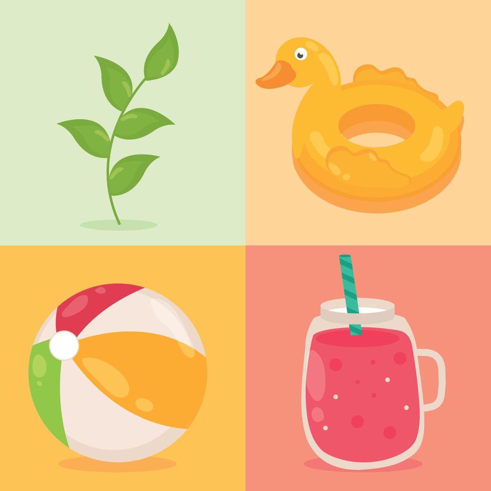 set of summer vector