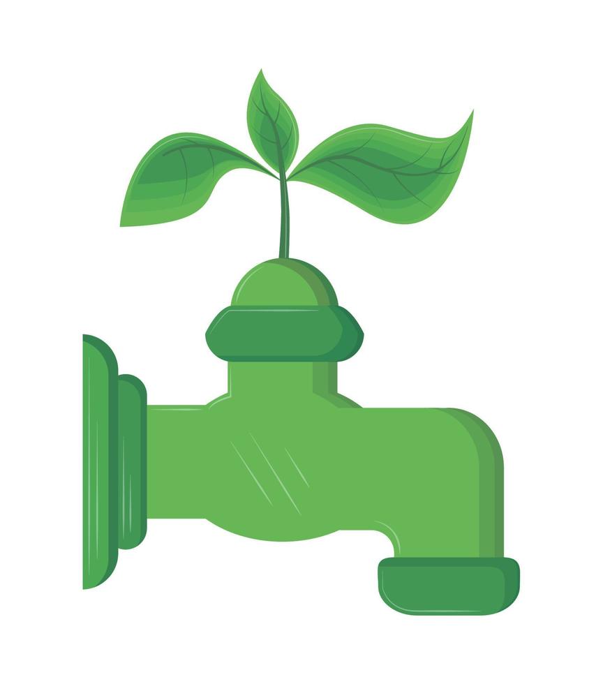 green faucet and leaf vector