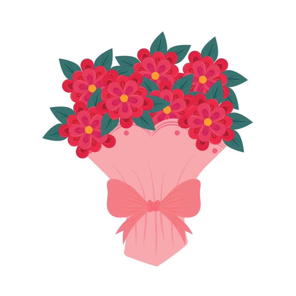 bouquet flowers with bow vector