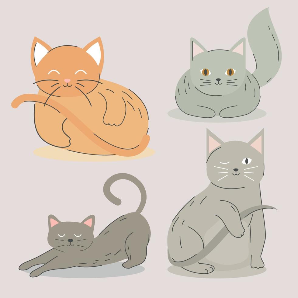 icons collection cats vector