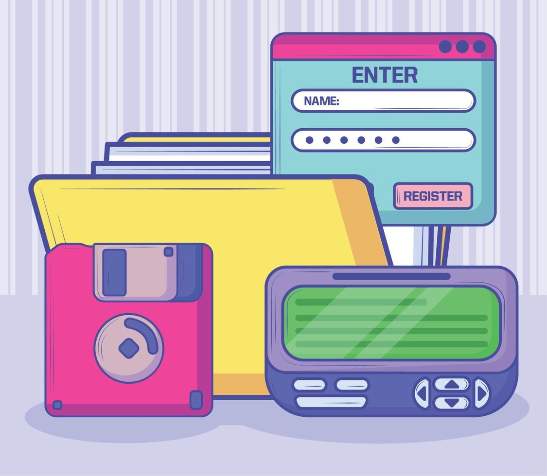 data retro technology vector