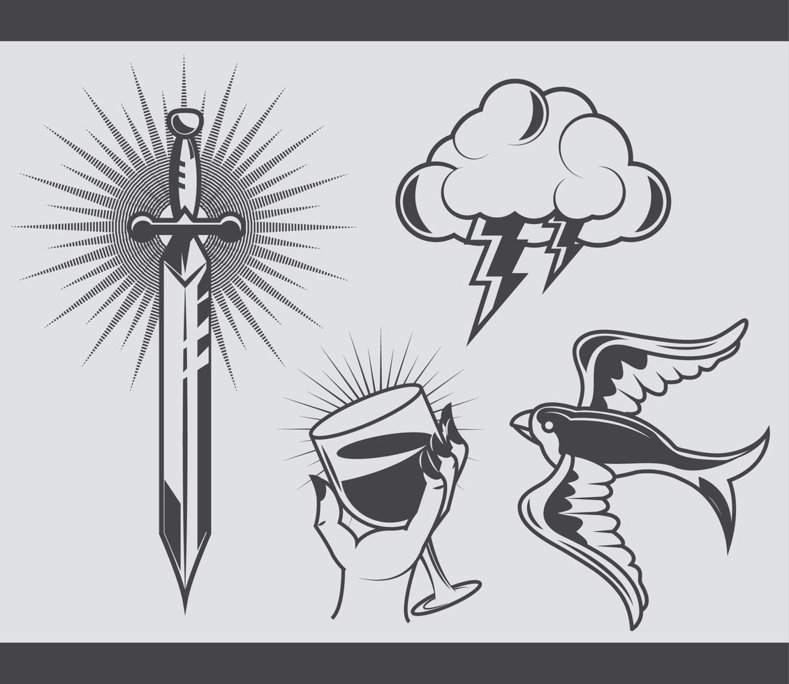 minimalist tattoo icons vector