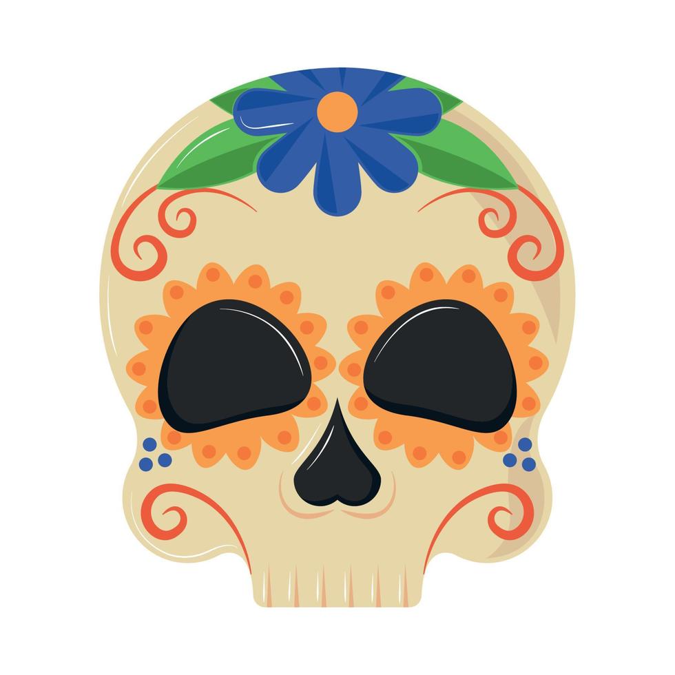 mexican skull decoration vector