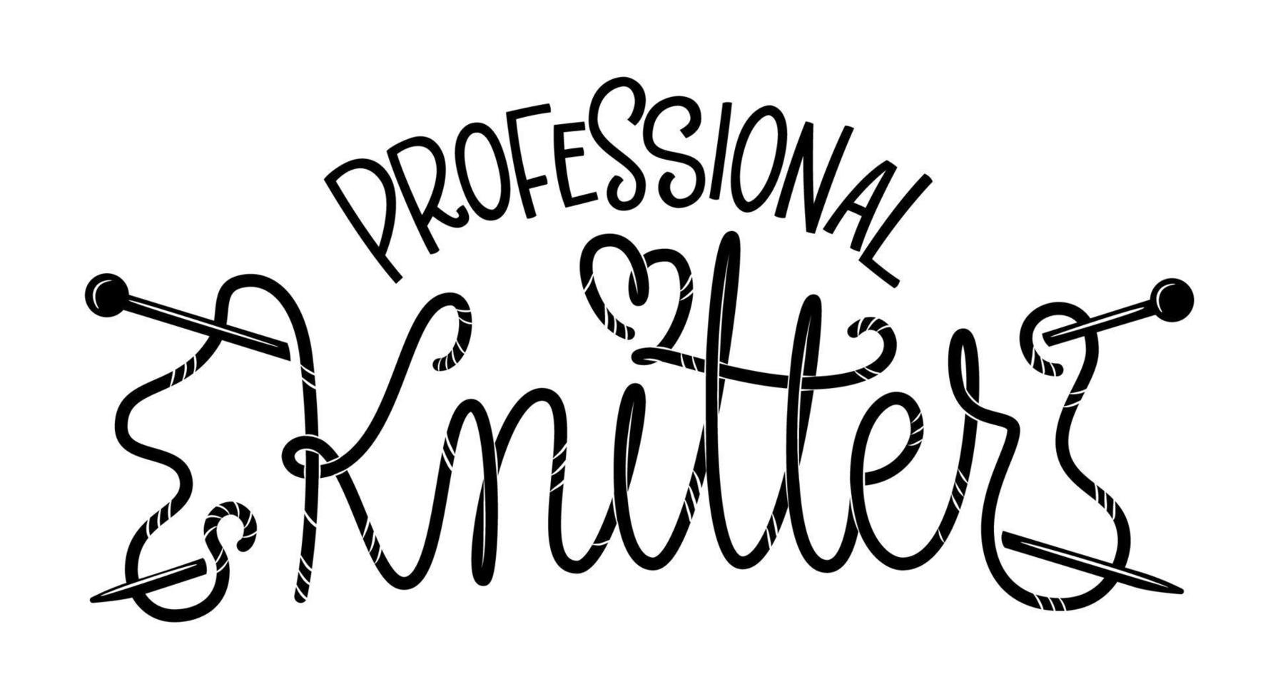 Professional knitter lettering logo vector