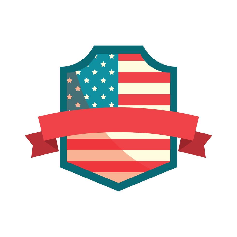 USA flag shield and ribbon vector