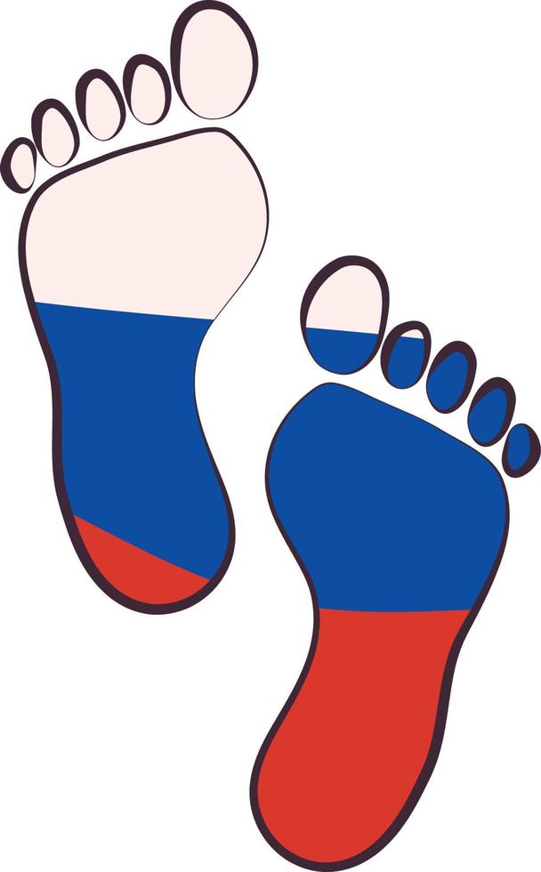 russian flag in footprints vector