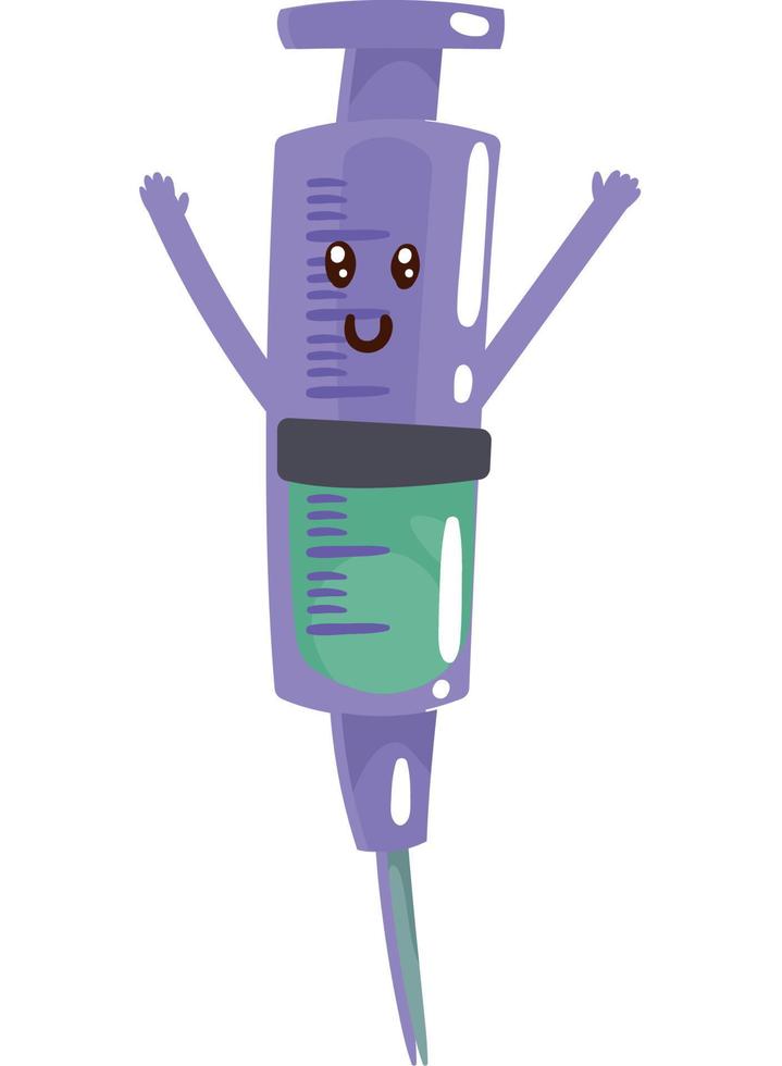 injection syringe kawaii vector