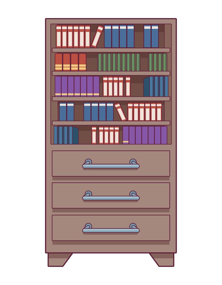 wooden shelf with books vector