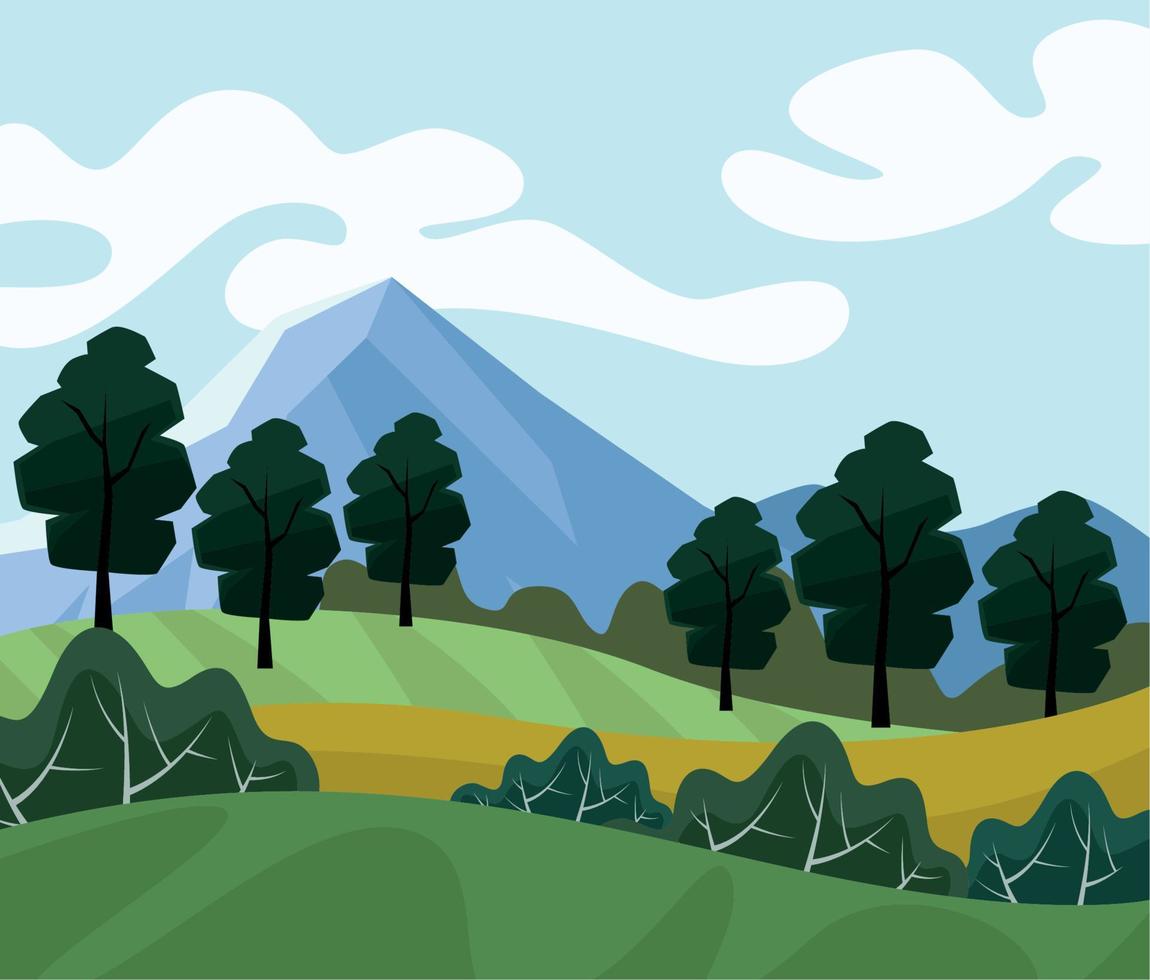 mountains and trees landscape vector