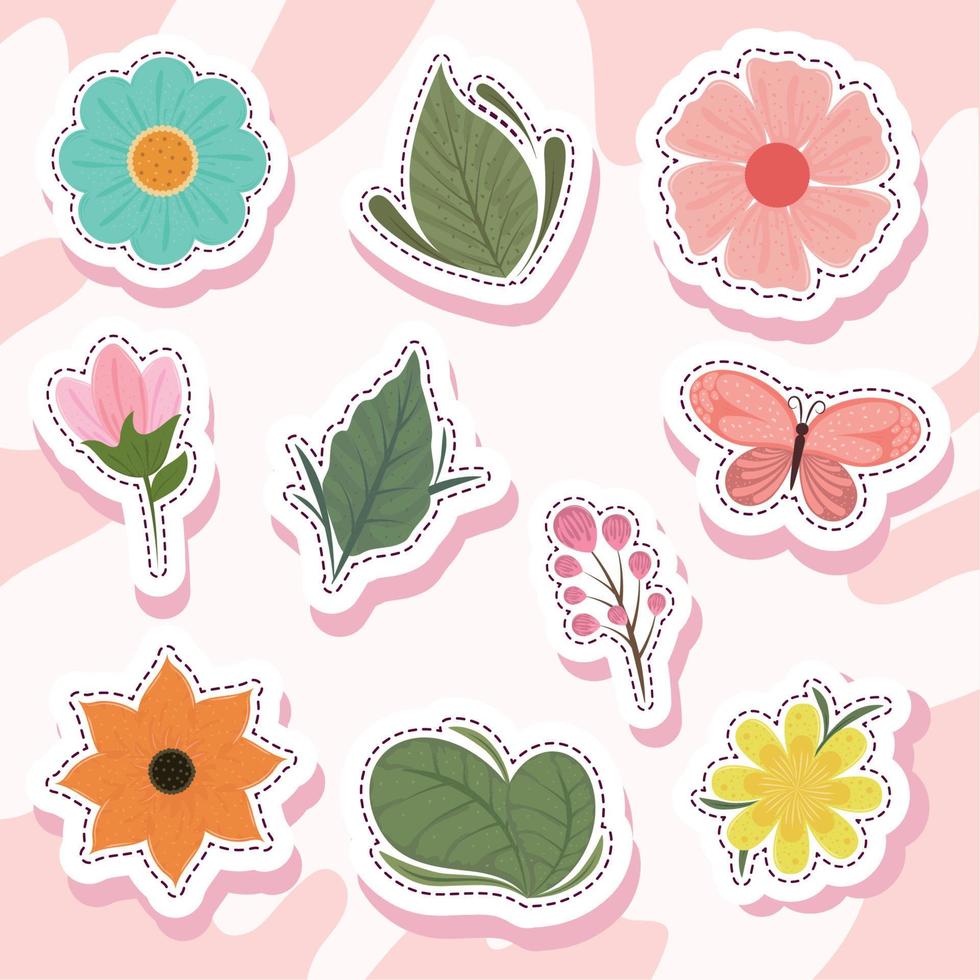 spring season stickers vector