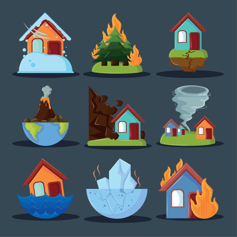 natural disasters cartoon vector