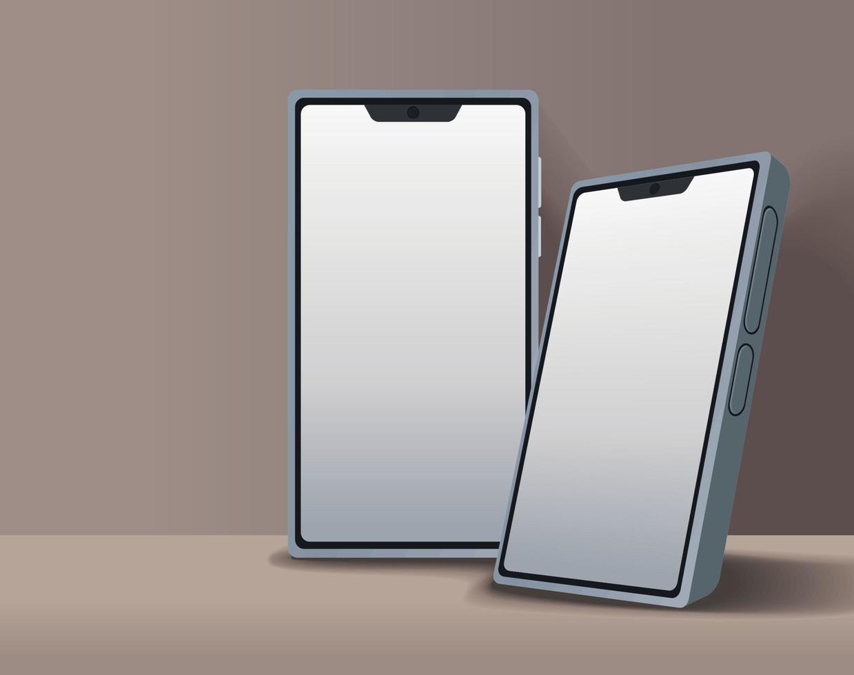 two smartphones tech mockup vector