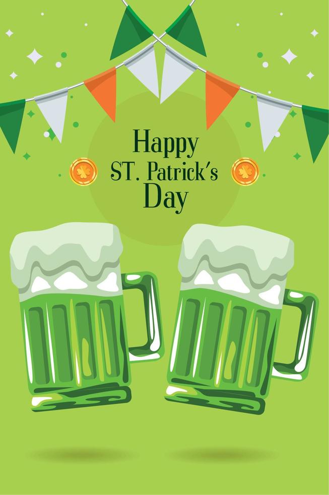 saint patricks beers jars vector