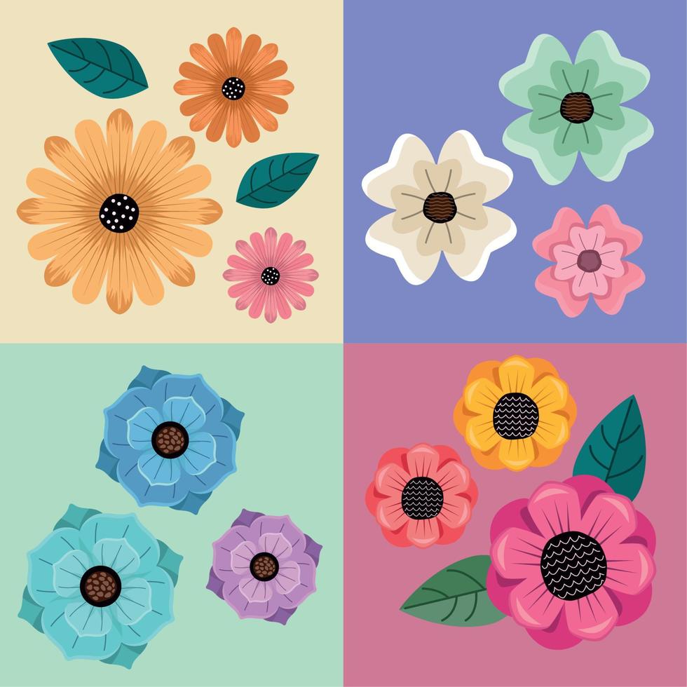 patrones de flores de la temporada de primavera vector