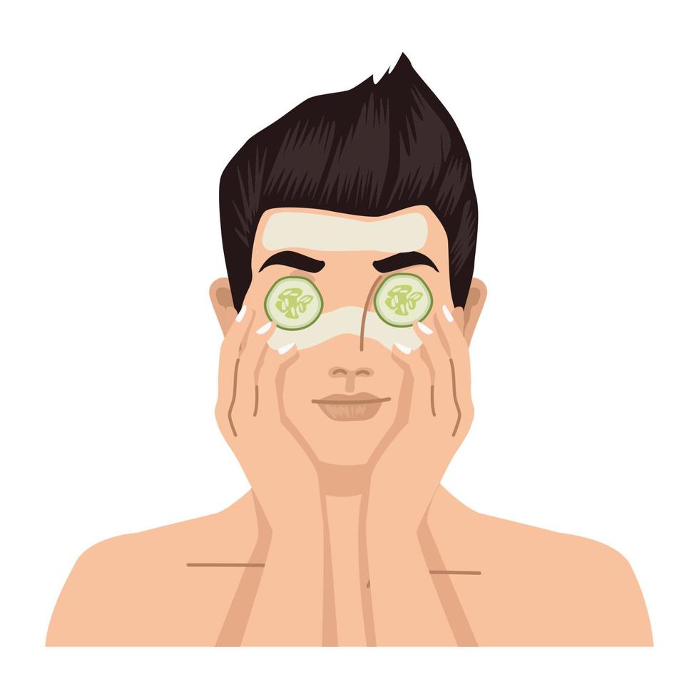 man with mask and cucumbers vector