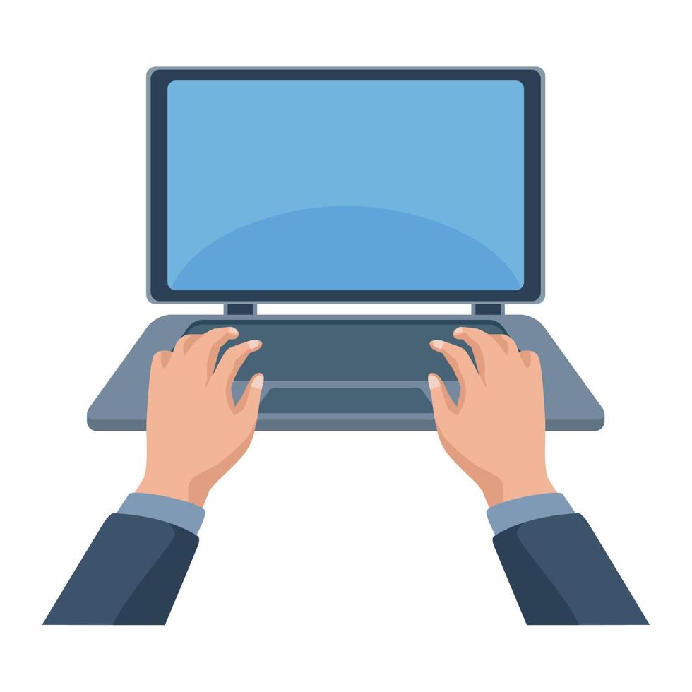 hands using laptop computer portable vector