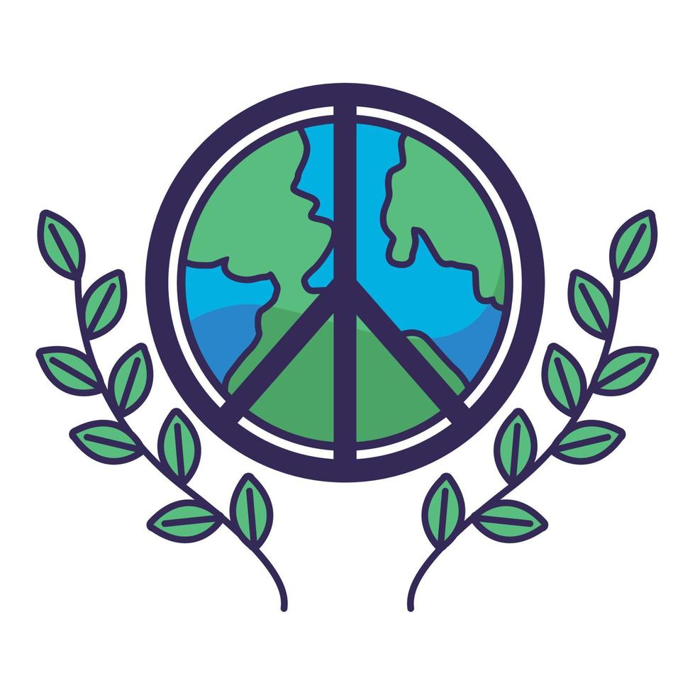 earth with peace symbol vector