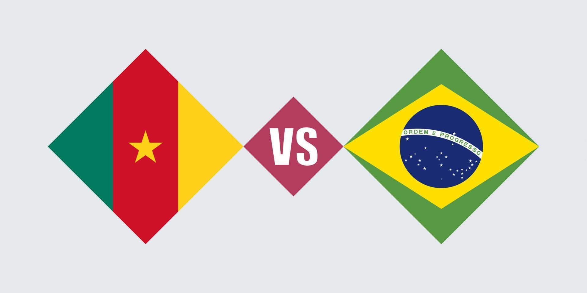 Cameroon vs Brazil flag concept. Vector illustration.