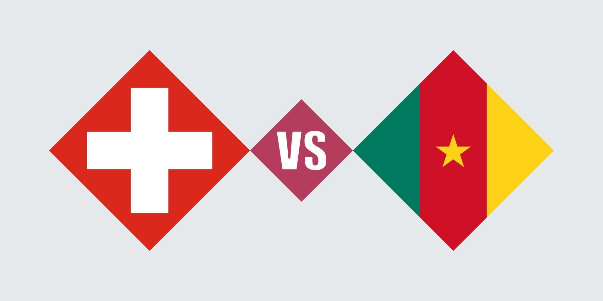 Switzerland vs Cameroon flag concept. Vector illustration.