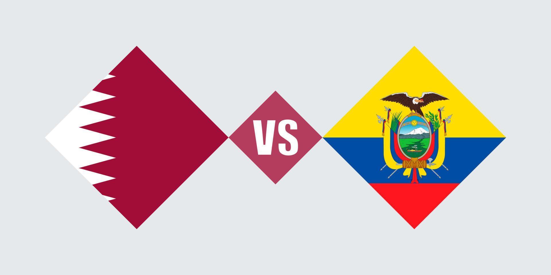 Ecuador vs Qatar flag concept. Vector illustration.