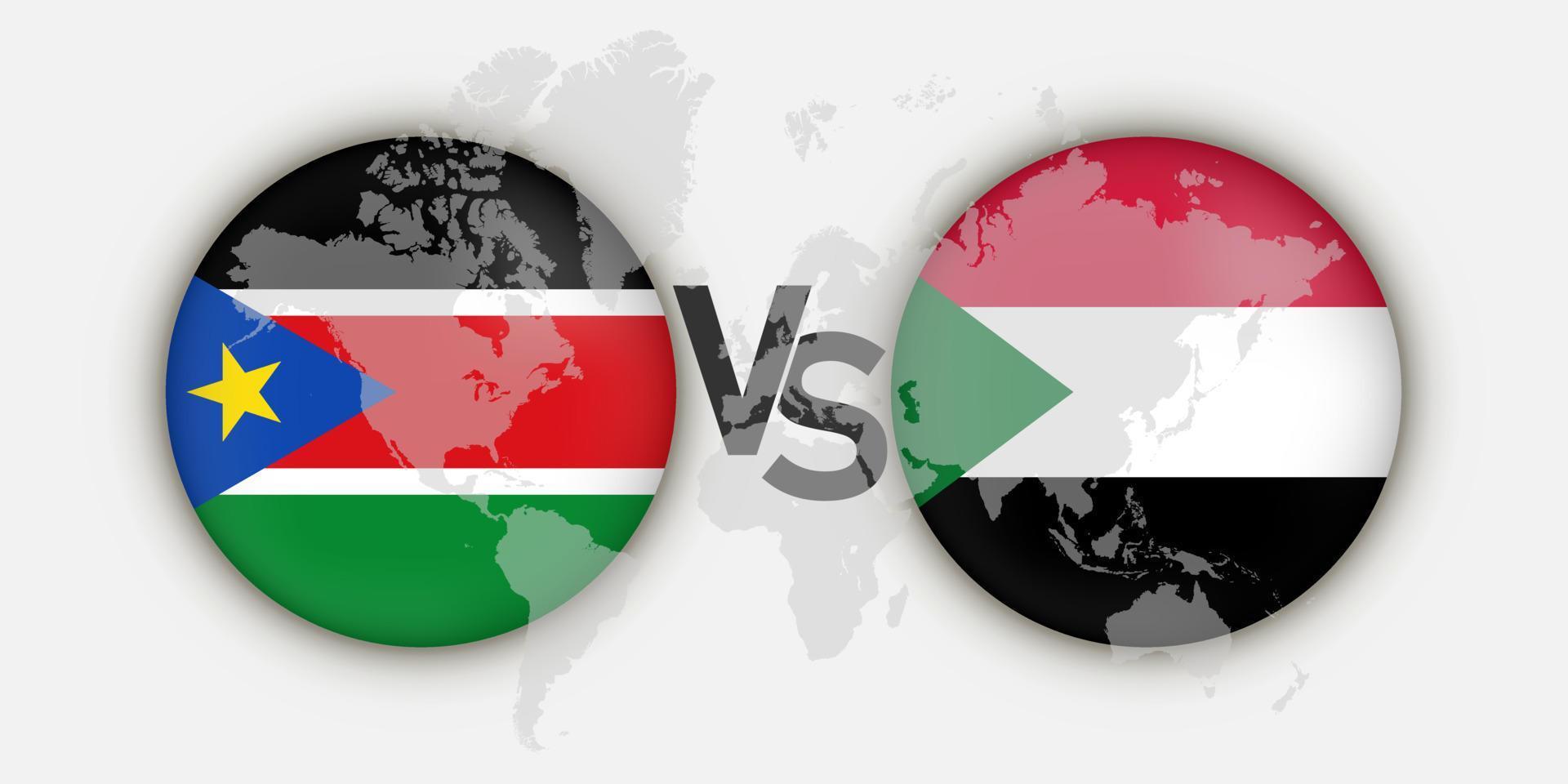 Sudan vs South Sudan flags concept. Vector Illustration.