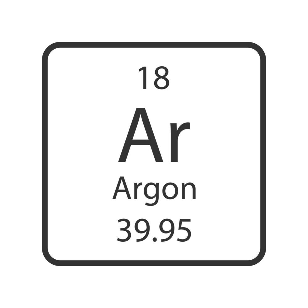 símbolo de argón. elemento químico de la tabla periódica. ilustración vectorial vector