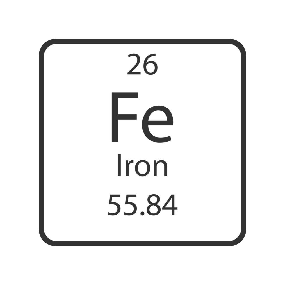 Iron symbol. Chemical element of the periodic table. Vector illustration.