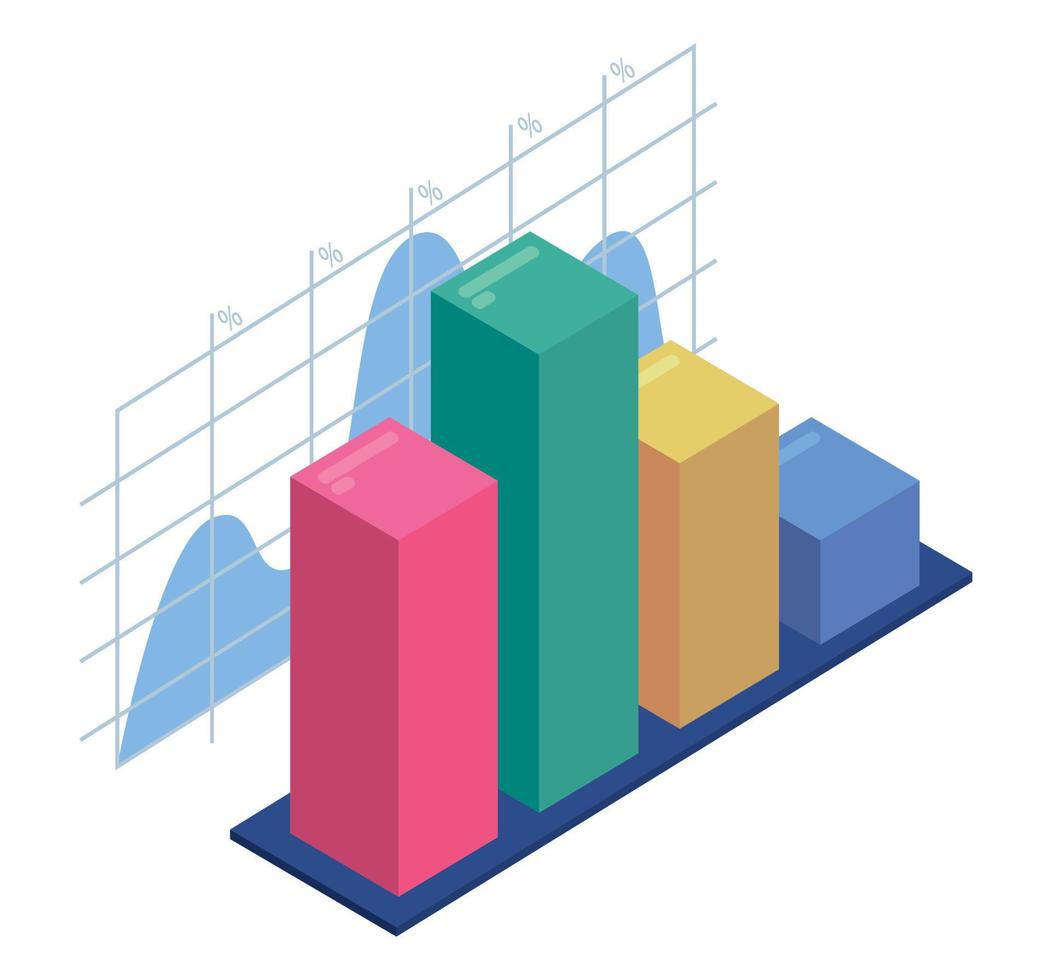 statistics bars isometric vector