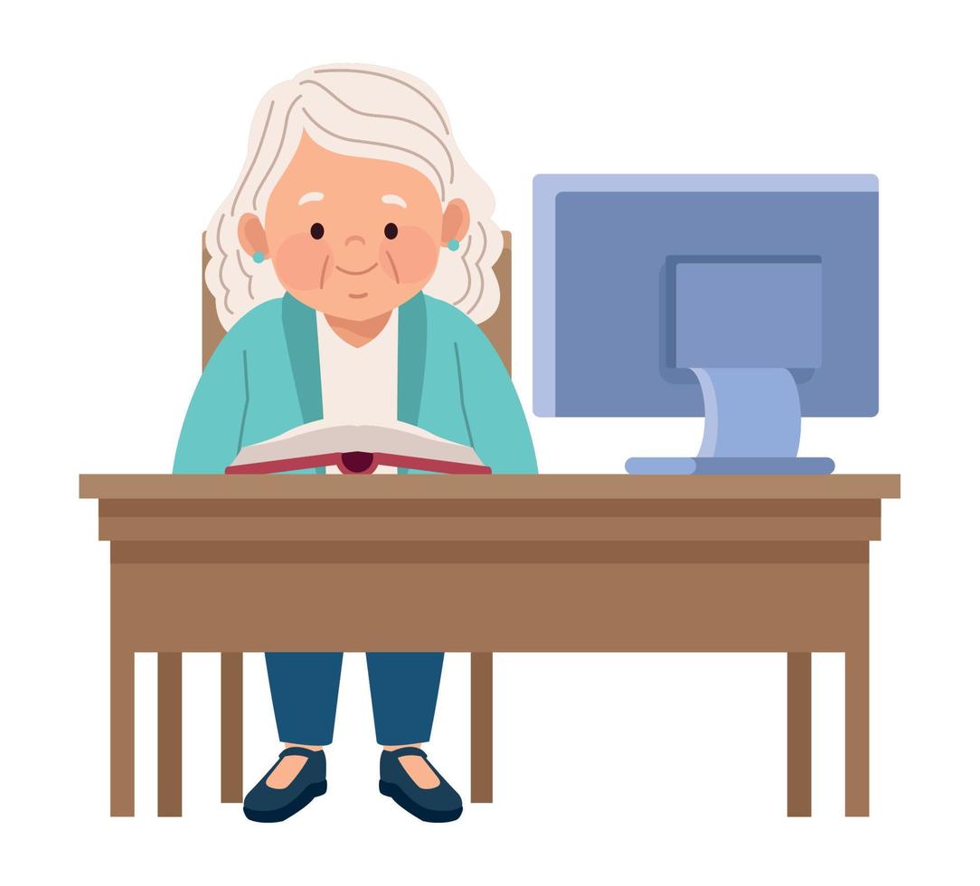 old woman with book vector