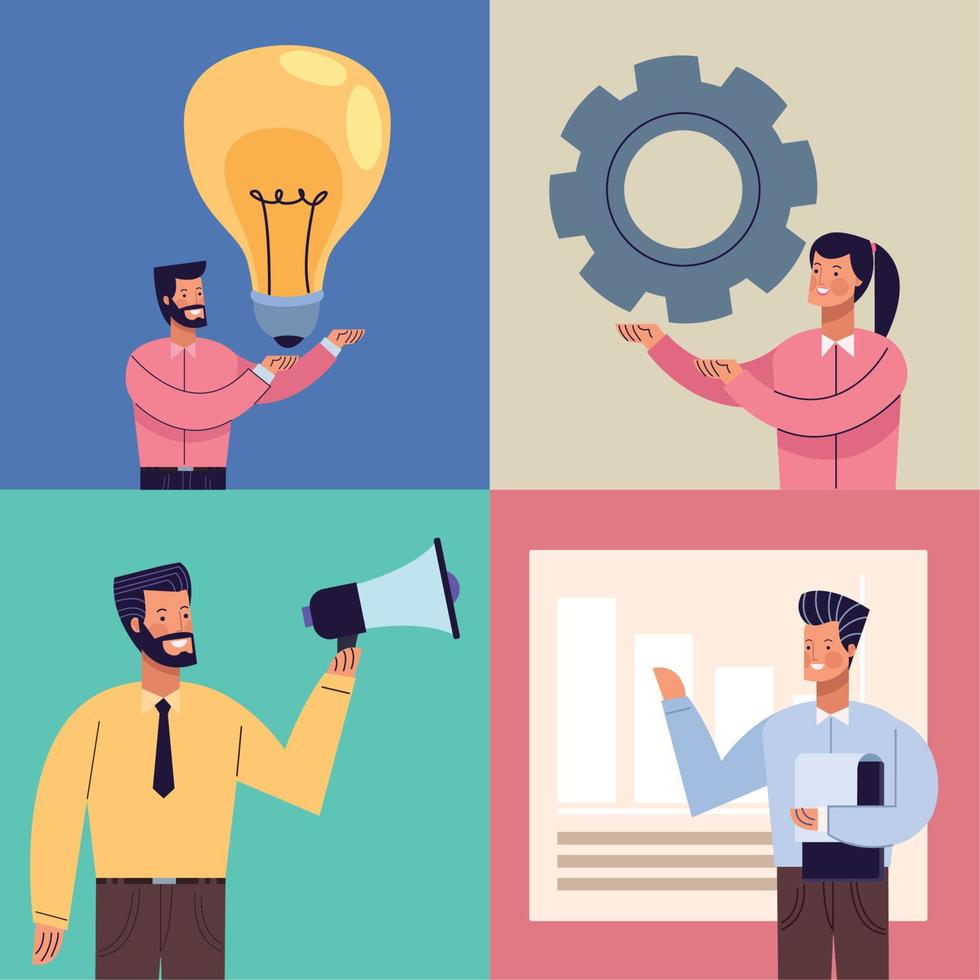 four business persons workers vector