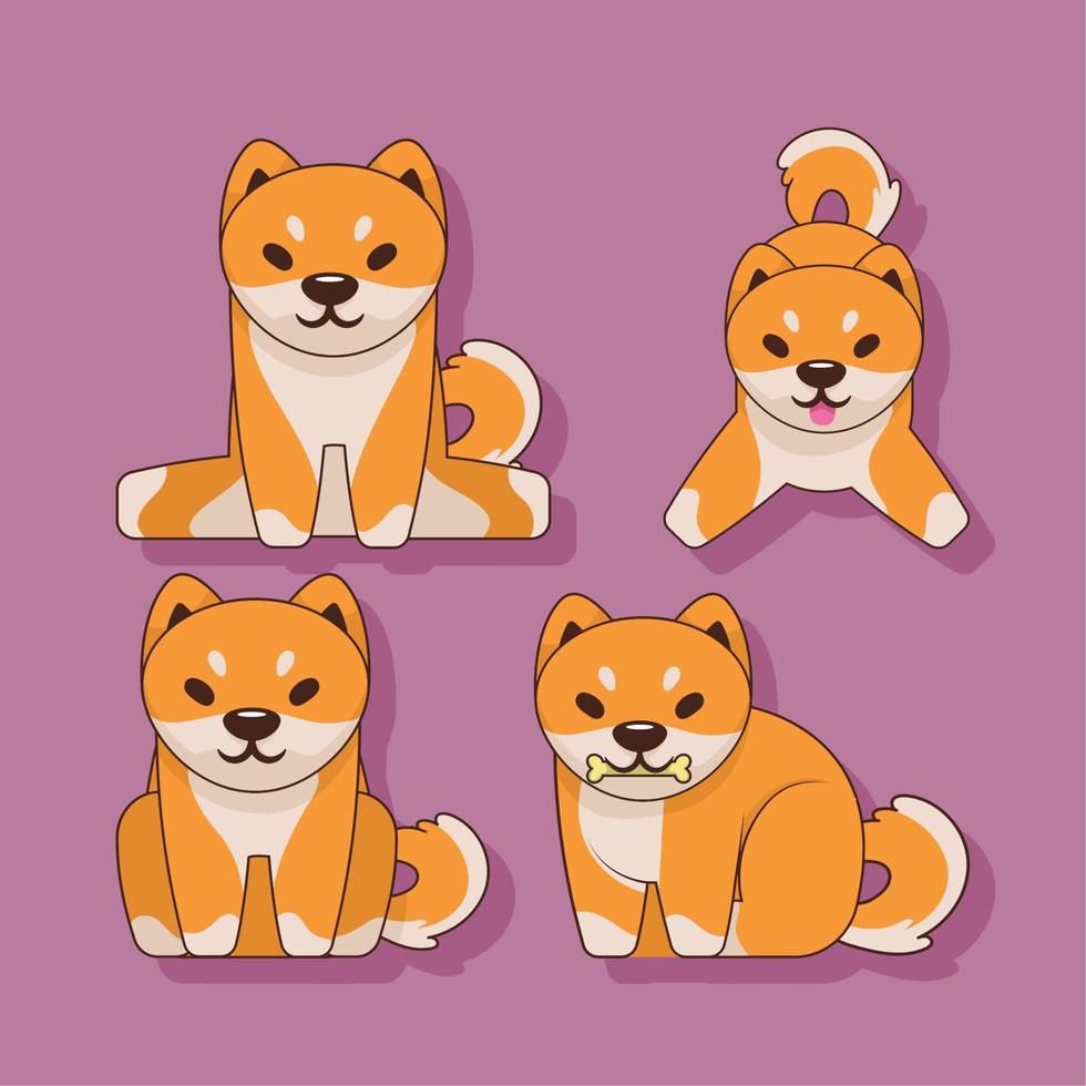 four shiba inu characters vector