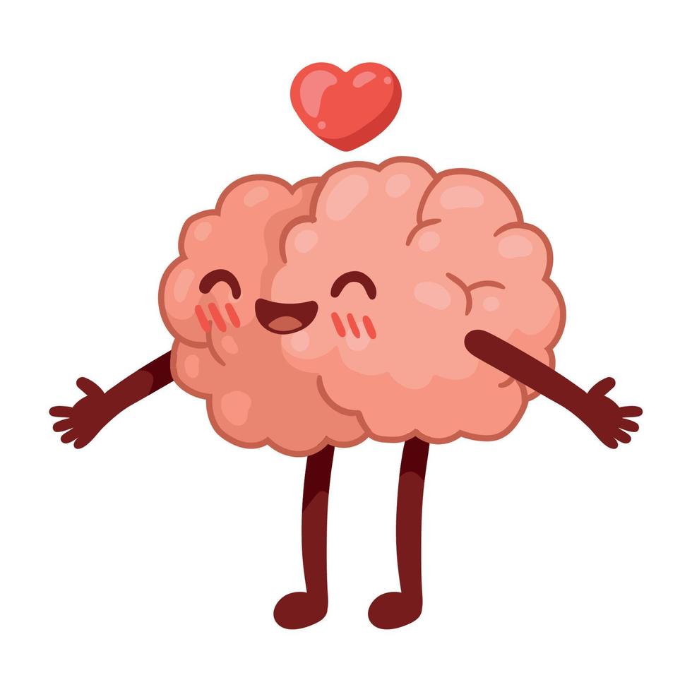 brain in love comic character vector