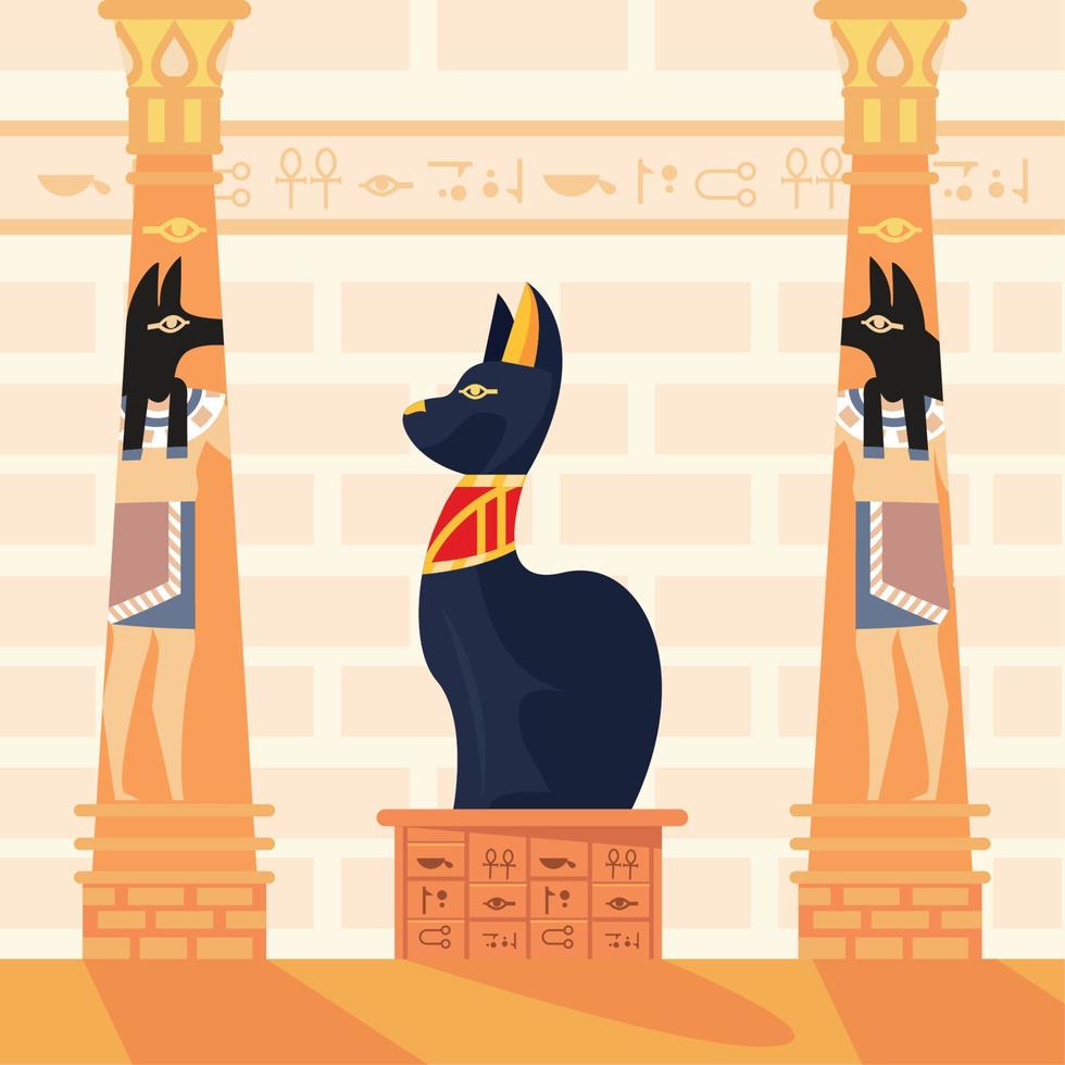 egyptian culture place with bastet vector
