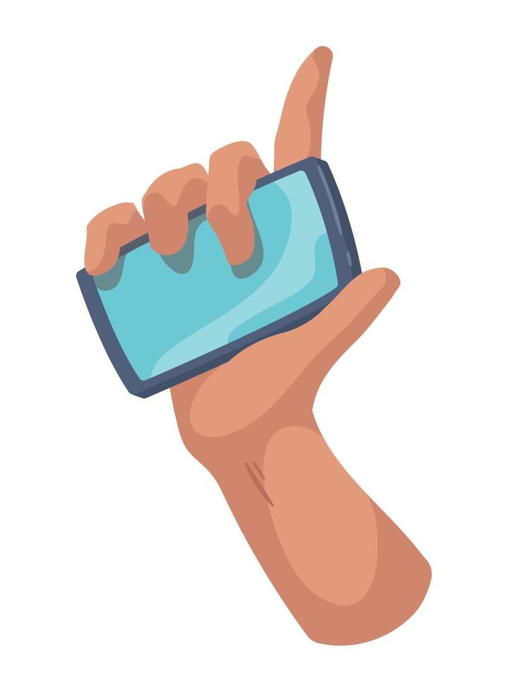 hand lifting smartphone vector