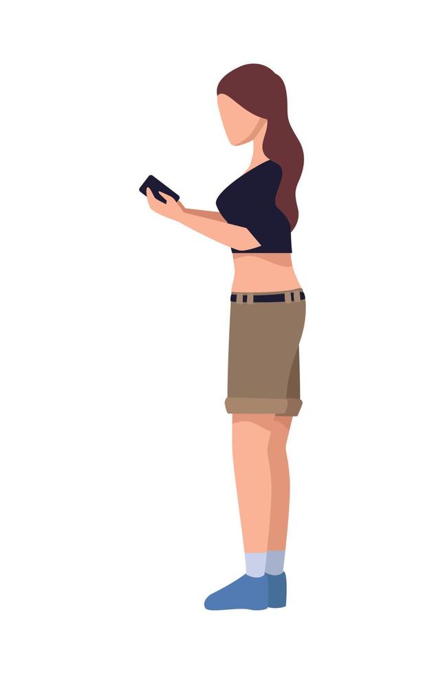 mujer joven con smartphone vector