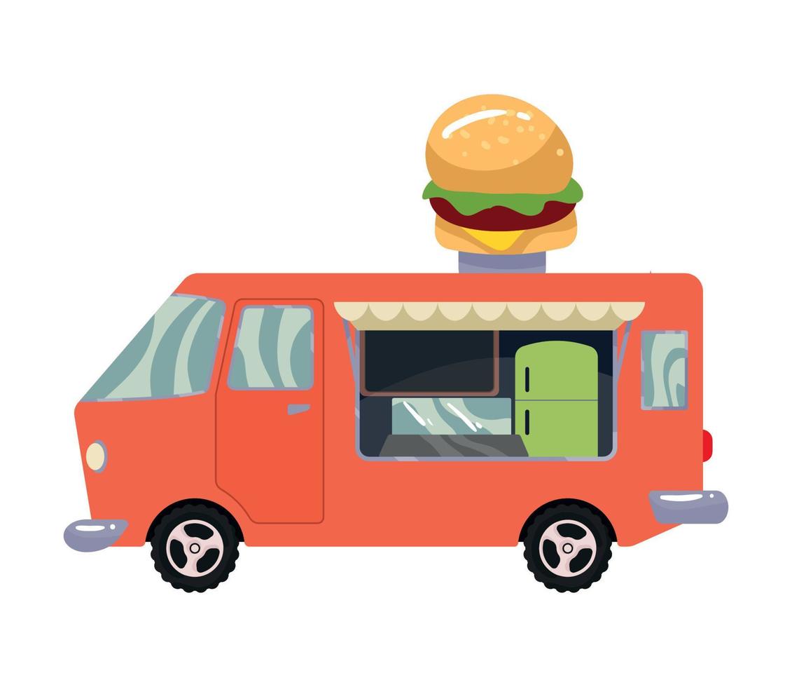 hamburger fast food truck vector