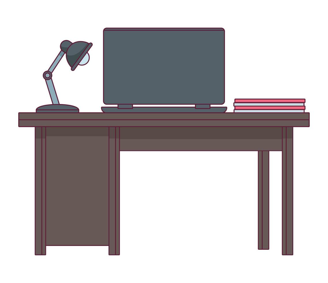 laptop in desk workplace vector