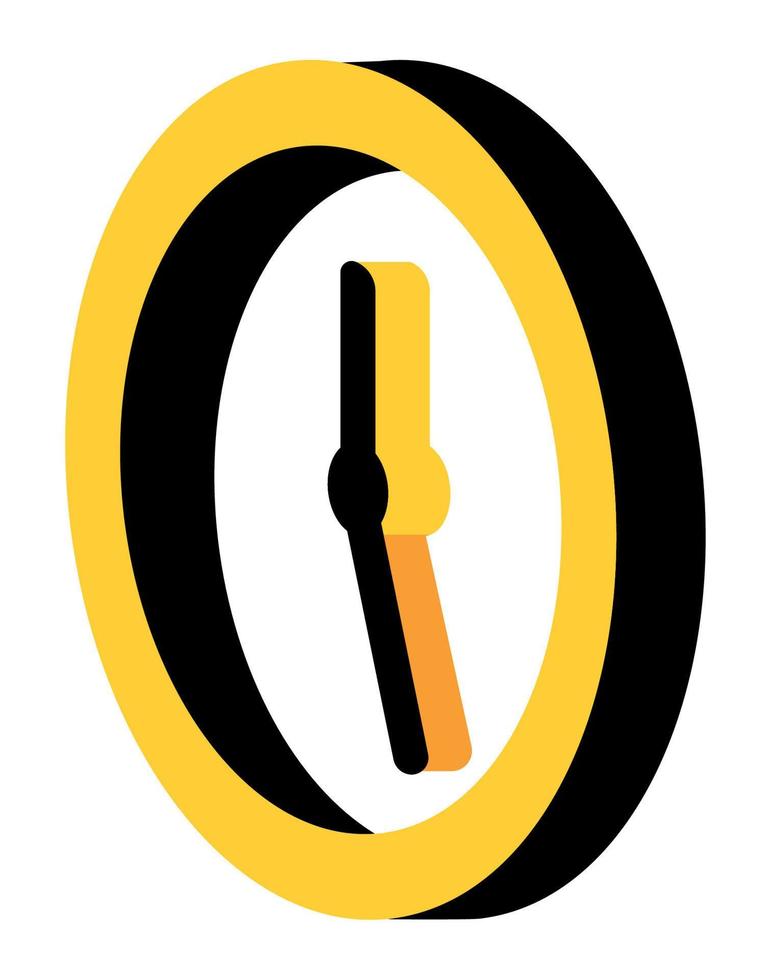 yellow time clock watch vector