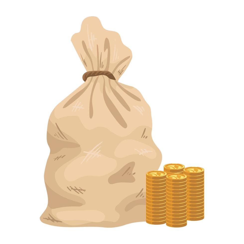 bolsa de dinero y monedas vector